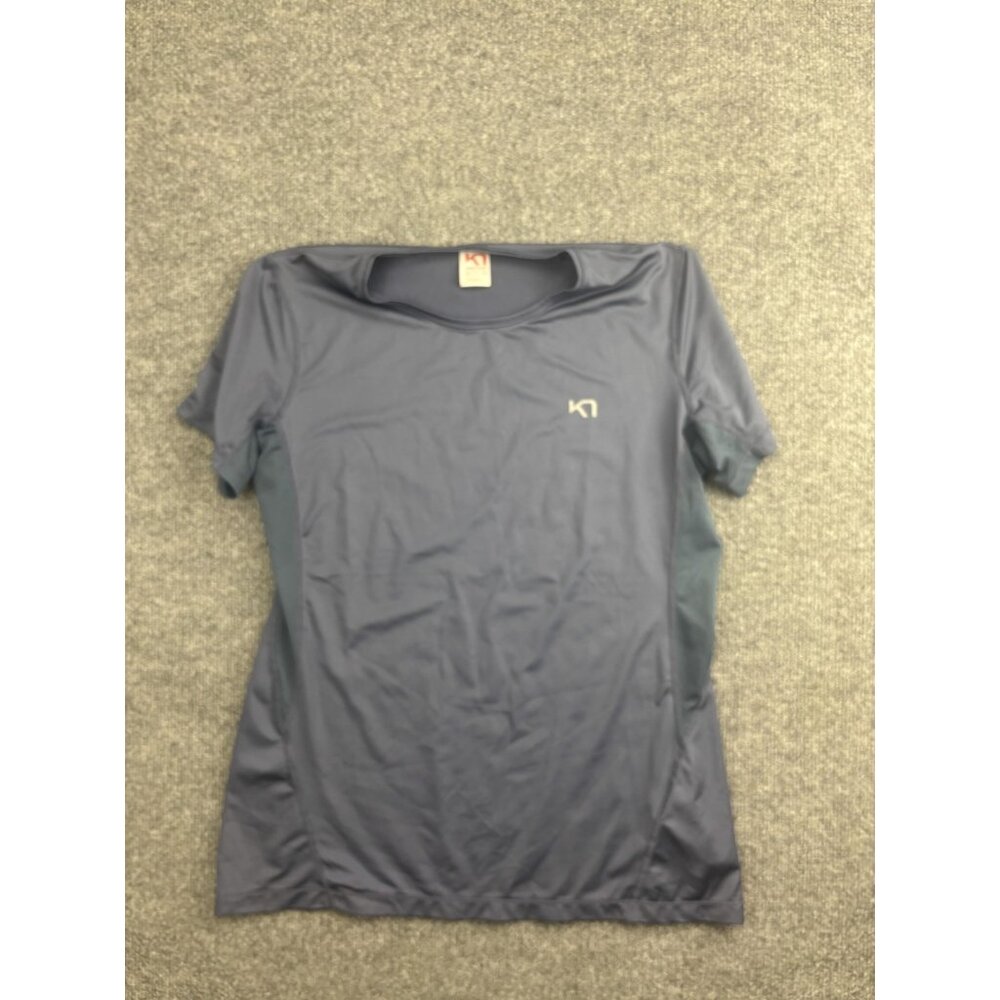 Kari Traa Shirt Womens Medium Blue Short Sleeve Crew‎ Neck Athletic Running Top